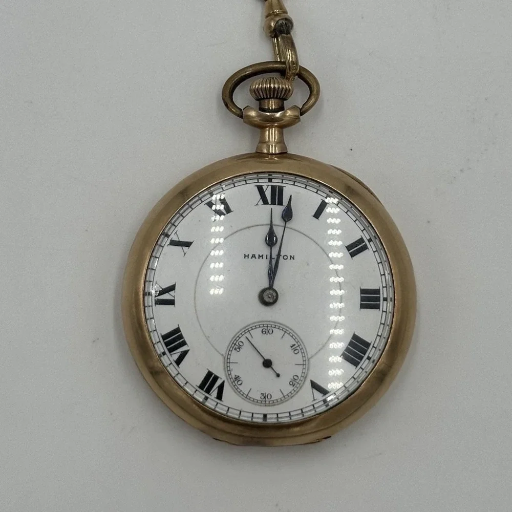 VTG 1915 Hamilton 956 Antique Pocket Watch 16s 17j Gold Filled Lancaster + Chain